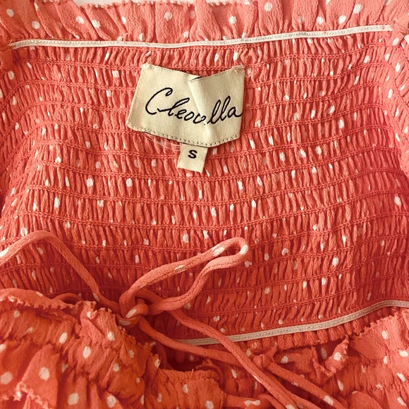 CLEOBELLA Coral Peach Pink Polka Dot Emily Sleeveless Midi Slip Dress Size Small - Picture 10 of 11